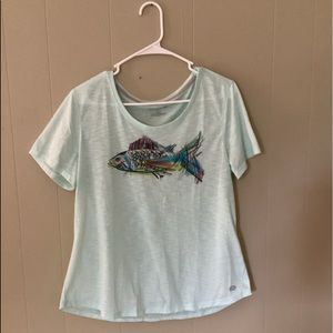 This is cool feeling shirt. No stains. Bought in Florida.